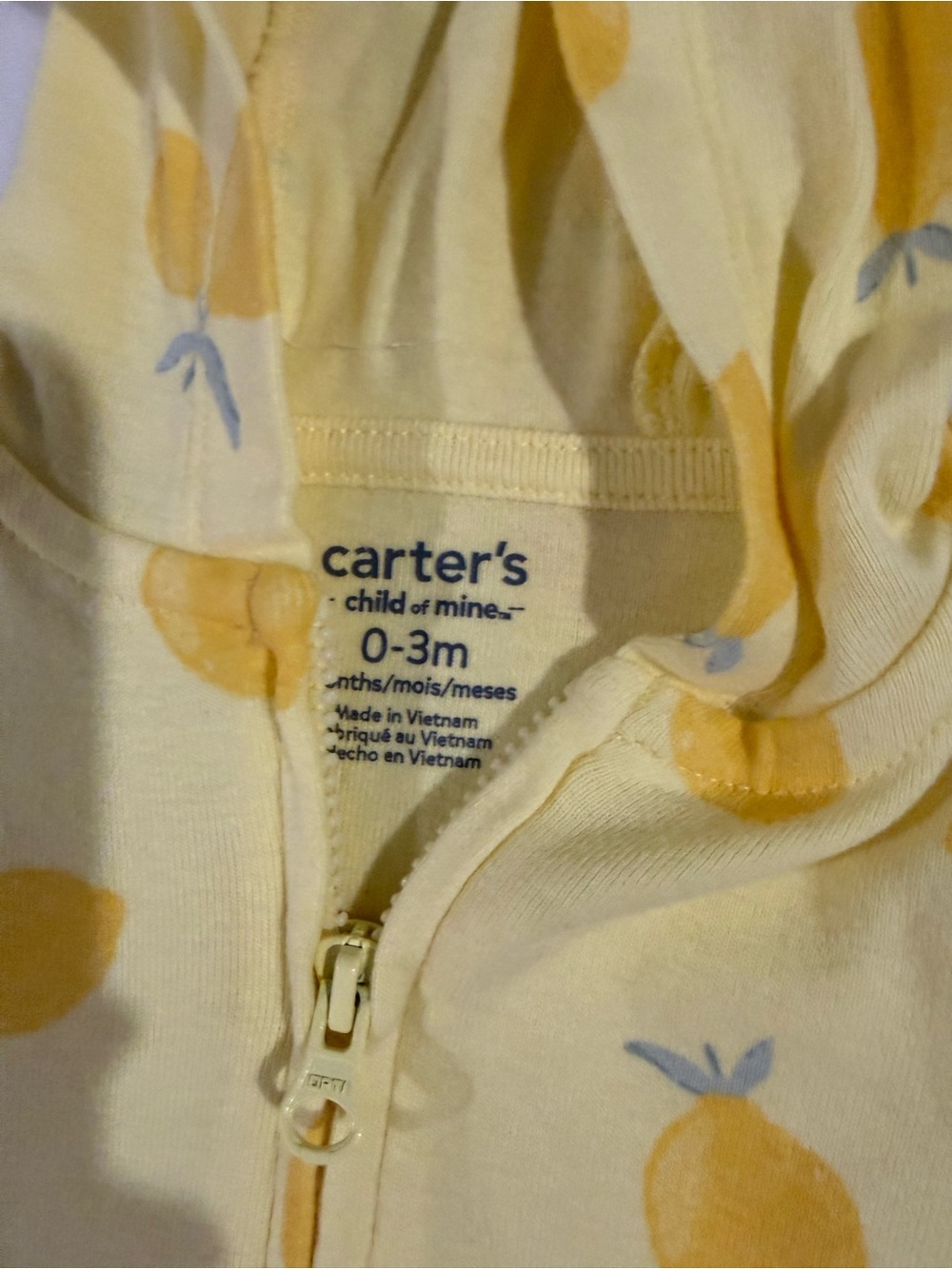 Carter's Yellow Lemon Hoodie & Romper & Lemon Loves Layette Leggings 0 - 3 mth - Picture 2 of 4
